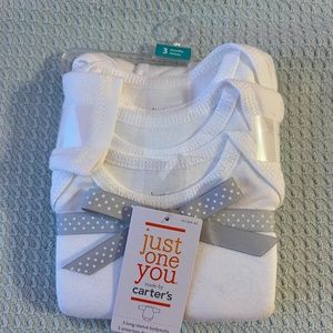 Carters Plain White Onesies 3M NWT